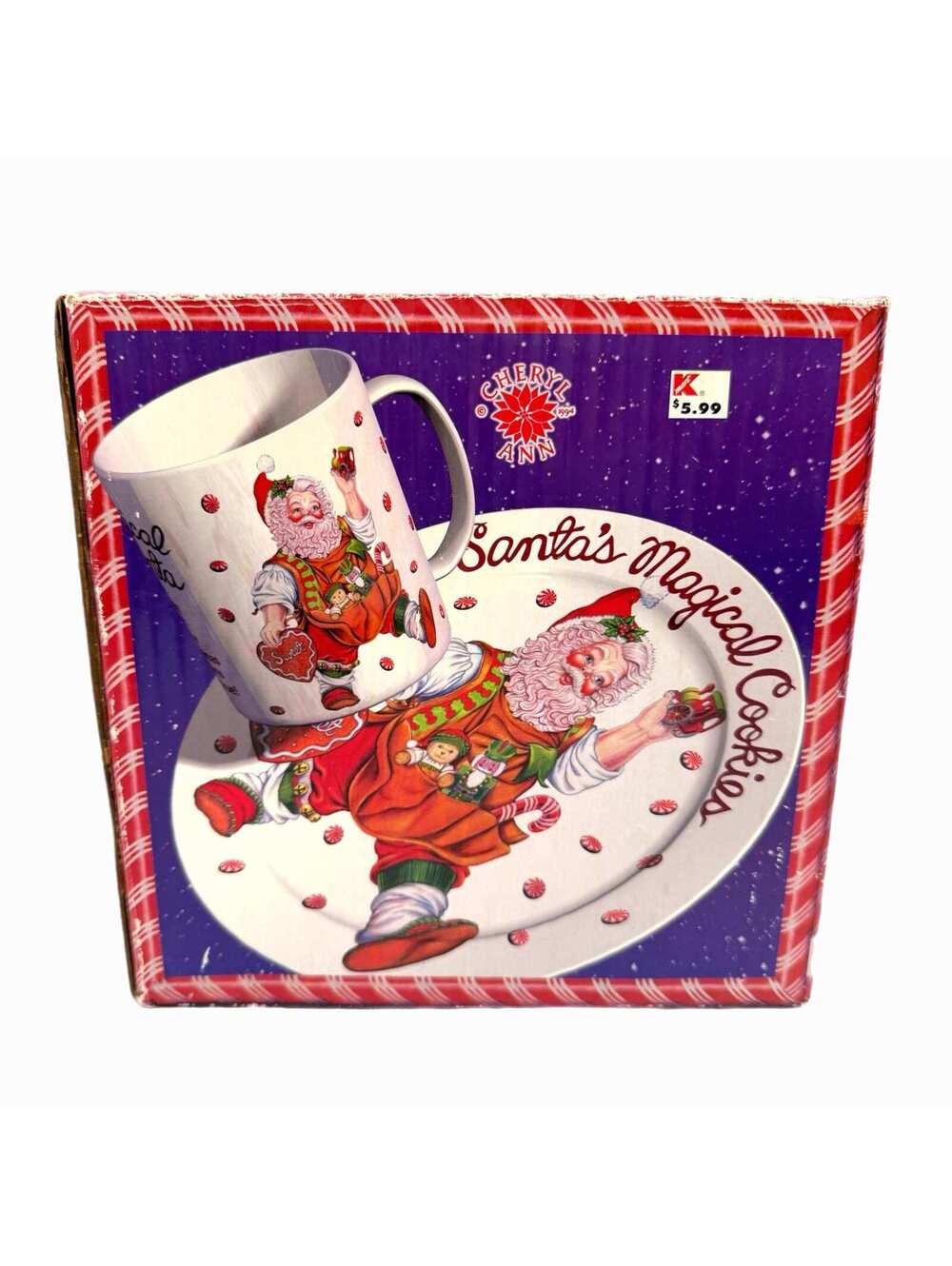 Vintage Sakura “Santa’s Magical Cookies” Ceramic Mug + Plate Set – Christmas - Picture 3 of 3